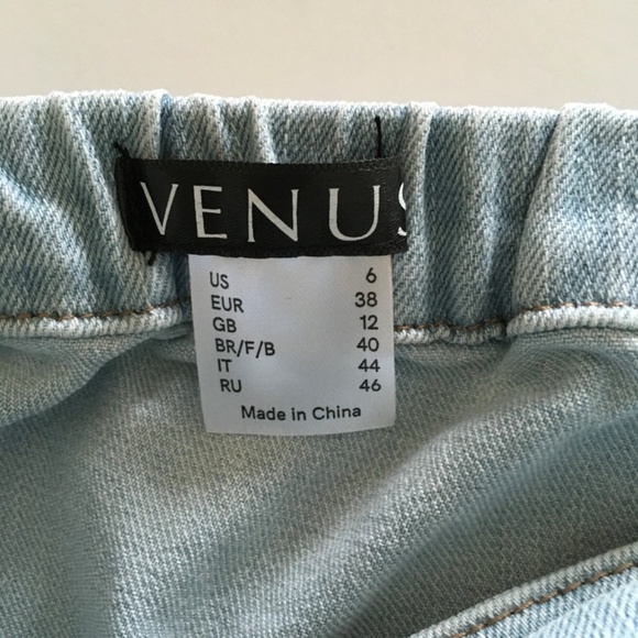 Venus Jeans Sz 6 Blue Denim Overall Light Wash Side Zip Lace Up Front Whisker - Picture 14 of 16